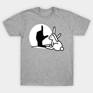 Funny Rabbit shadow hand Loser Geek Nerd hand sign T-Shirt